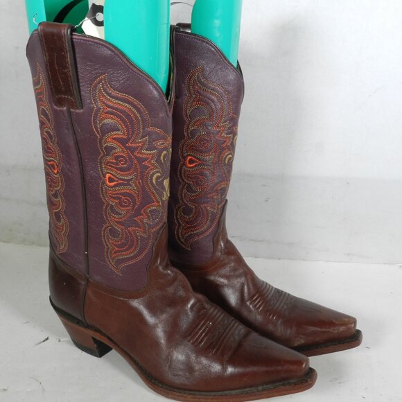 Bottes Western Tony Lama Cuir Marron Homme Pointure 8.5 D Vintage